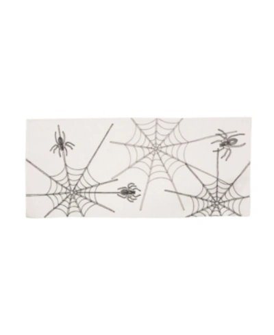 Manor Luxe Halloween Spider Web Double Layer Table Runner In White