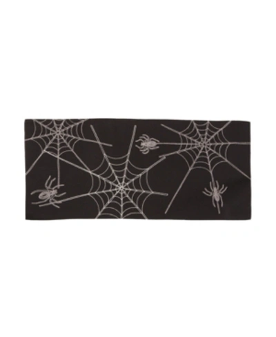 Manor Luxe Halloween Spider Web Double Layer Table Runner In Black