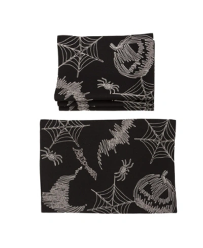 Manor Luxe Happy Halloween Double Layer Placemats - Set Of 4 In Black
