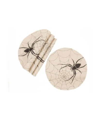 Manor Luxe Halloween Creepy Spiders Double Layer Placemats - Set Of 4 In Natural