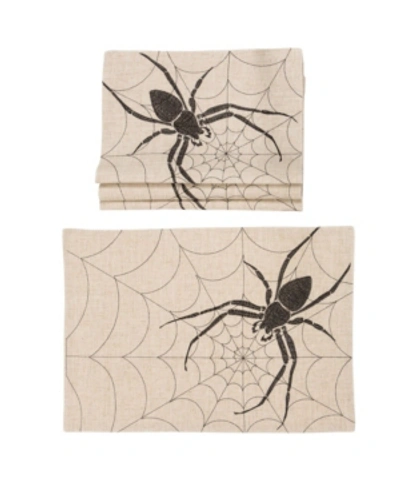 Manor Luxe Halloween Creepy Spiders Double Layer Placemats - Set Of 4 In Natural