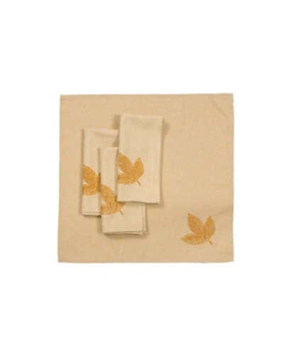 Manor Luxe Autumn Leaves Napkins - Set Of 4 In Gold