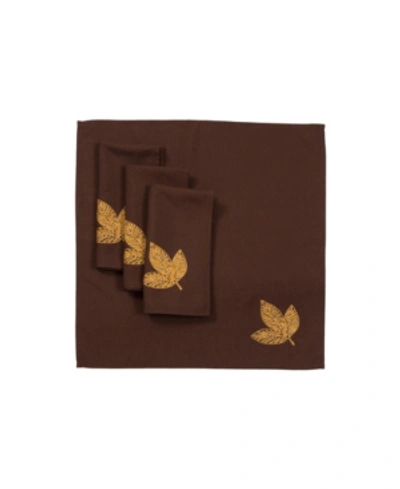Manor Luxe Autumn Leaves Napkins - Set Of 4 In Brown
