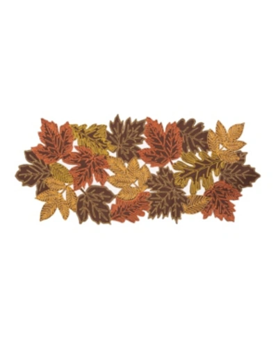 Manor Luxe Autumn Leaves Embroidered Cutwork Table Runner In Brown