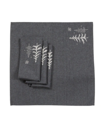 Manor Luxe Snowing Forest Christmas Napkins - Set Of 4 In Dark Gray