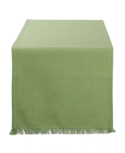 Design Imports Solid Heavyweight Fringed Table Runner In Green
