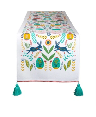 Design Imports Easter Folk Garden Embellished Table Runner In Sage