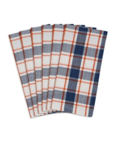 Design Imports Autumn Farmhouse Plaid Napkin, Set Of 6 In Navy