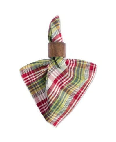 Design Imports Holly Jolly Plaid Napkin, Set Of 6 In Green
