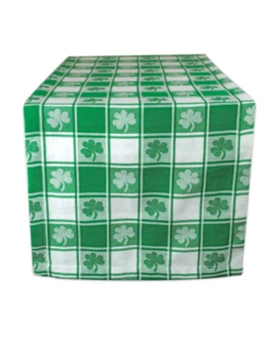 Design Imports Shamrock Woven Check Table Runner In Green