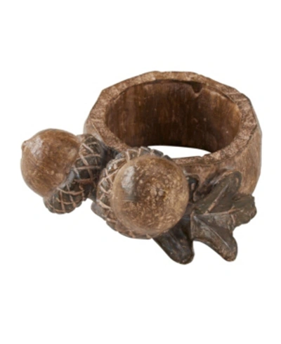 Saro Lifestyle Rustic Napkin Ring With Acorn Design, Set Of 4 In Natural