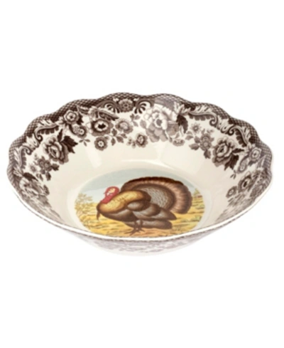 Spode Woodland Turkey Daisy Serving Bowl In Brown