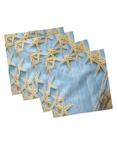 Ambesonne Seashells Set Of 4 Napkins, 12" X 12" In Blue