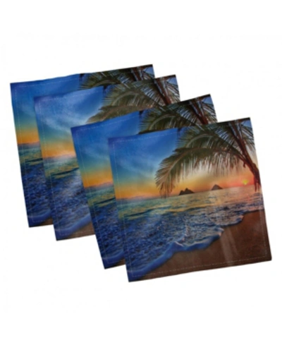 Ambesonne Hawaiian Set Of 4 Napkins, 12" X 12" In Multi