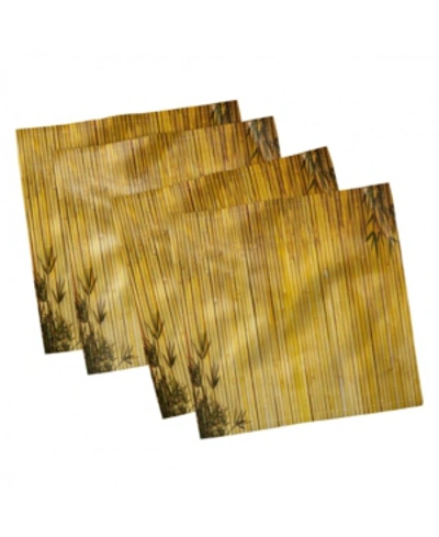 Ambesonne Bamboo Set Of 4 Napkins, 12" X 12" In Yellow