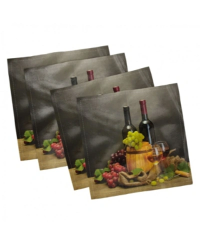 Ambesonne Winery Set Of 4 Napkins, 12" X 12" In Multi