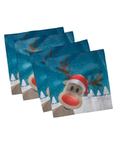 Ambesonne Christmas Set Of 4 Napkins, 12" X 12" In Multi