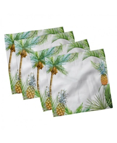 Ambesonne Pineapple Set Of 4 Napkins, 12" X 12" In White