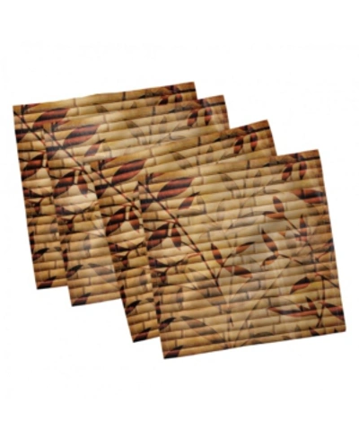 Ambesonne Leaves Set Of 4 Napkins, 12" X 12" In Brown