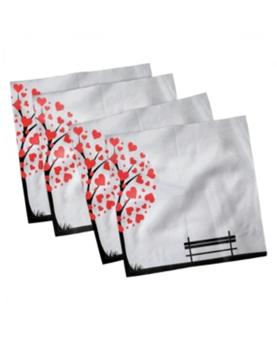 Ambesonne Tree Set Of 4 Napkins, 12" X 12" In White