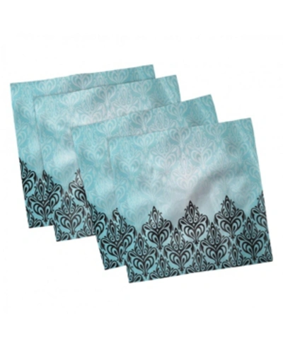 Ambesonne Damask Set Of 4 Napkins, 12" X 12" In Blue