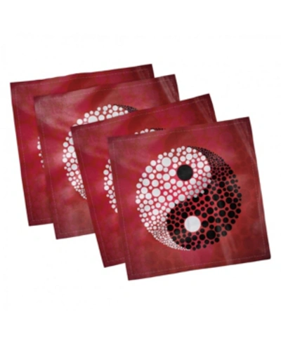 Ambesonne Ying Yang Set Of 4 Napkins, 12" X 12" In Red