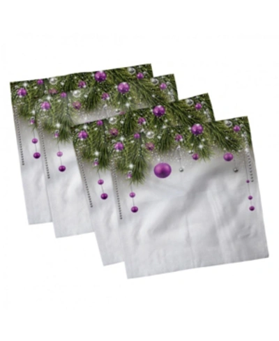 Ambesonne Christmas Set Of 4 Napkins, 12" X 12" In White