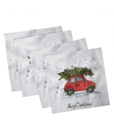 Ambesonne Christmas Set Of 4 Napkins, 12" X 12" In Red