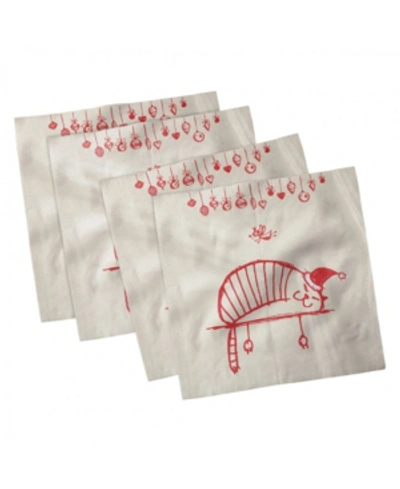 Ambesonne Christmas Set Of 4 Napkins, 12" X 12" In Red