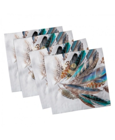 Ambesonne Feathers Set Of 4 Napkins, 12" X 12" In Multi