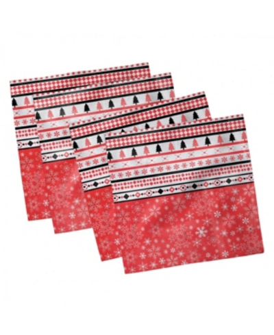 Ambesonne Christmas Set Of 4 Napkins, 12" X 12" In Red