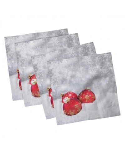 Ambesonne Christmas Set Of 4 Napkins, 12" X 12" In Red