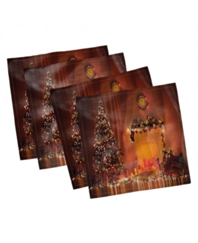 Ambesonne Christmas Set Of 4 Napkins, 12" X 12" In Orange