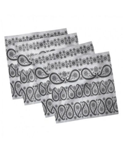 Ambesonne Paisley Set Of 4 Napkins, 12" X 12" In Black