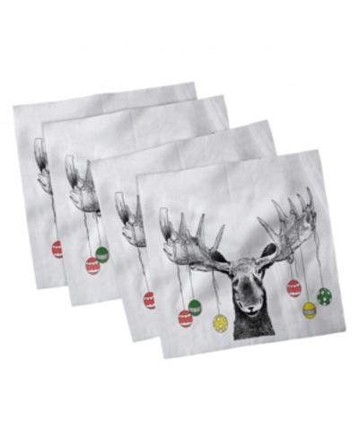Ambesonne Moose Set Of 4 Napkins, 12" X 12" In Multi