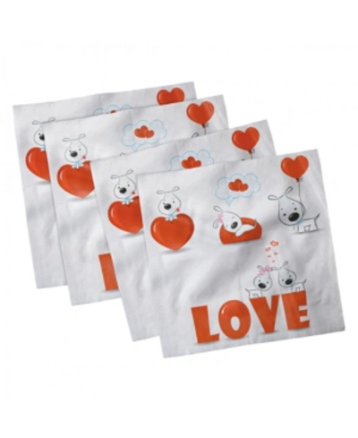 Ambesonne Valentines Day Set Of 4 Napkins, 12" X 12" In White