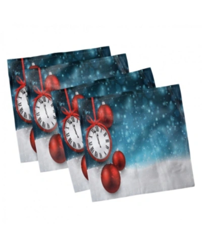 Ambesonne Clock Set Of 4 Napkins, 12" X 12" In Blue