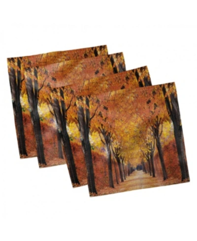 Ambesonne Autumn Set Of 4 Napkins, 12" X 12" In Orange