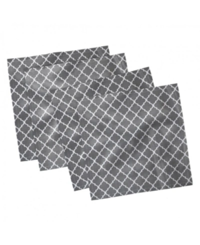 Ambesonne Retro Trellis Set Of 4 Napkins, 12" X 12" In Gray