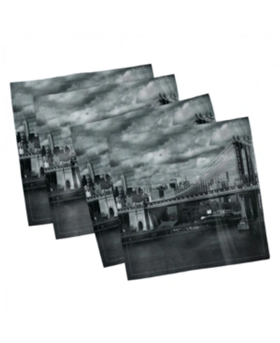 Ambesonne New York Set Of 4 Napkins, 12" X 12" In Gray