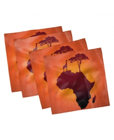 Ambesonne African Set Of 4 Napkins, 12" X 12" In Red