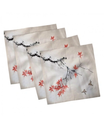Ambesonne Japanese Set Of 4 Napkins, 12" X 12" In Coral