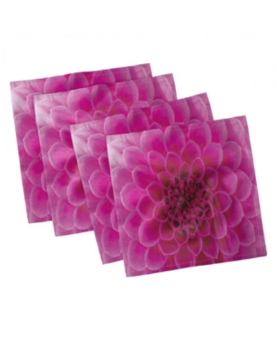 Ambesonne Floral Set Of 4 Napkins, 12" X 12" In Pink