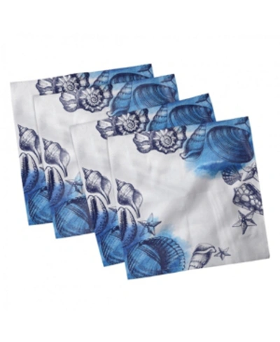 Ambesonne Ocean Set Of 4 Napkins, 12" X 12" In White