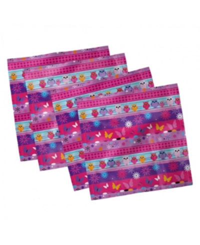 Ambesonne Owl Set Of 4 Napkins, 12" X 12" In Multi