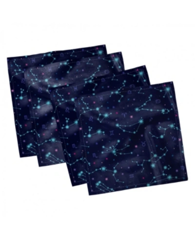 Ambesonne Astrology Set Of 4 Napkins, 12" X 12" In Navy