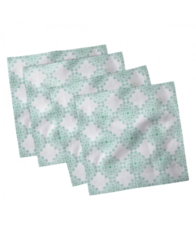 Ambesonne Floral Set Of 4 Napkins, 12" X 12" In Seafoam