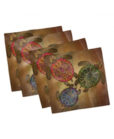 Ambesonne Turtle Set Of 4 Napkins, 12" X 12" In Multi