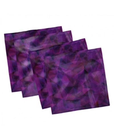 Ambesonne Fractal Form Set Of 4 Napkins, 12" X 12" In Purple