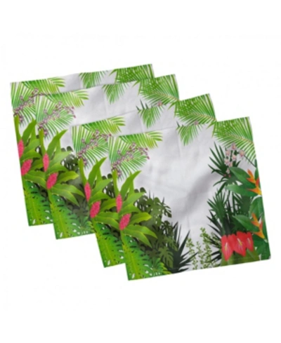 Ambesonne Leaf Set Of 4 Napkins, 12" X 12" In White